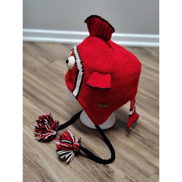 Vtg 100% Wool Finding Nemo Inspired Beanie Hat Pom Poms - Picture 4 of 8